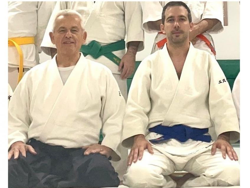 Miguel Strugo Sensei y Agustín Estévez de la Fuente, al finalizar el examen